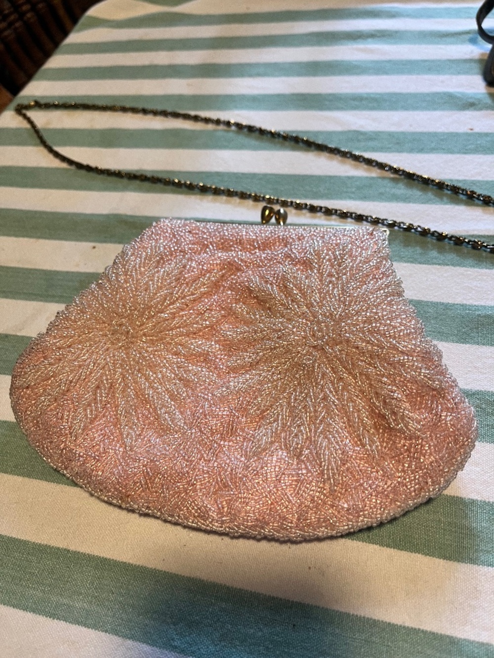 Cute vintage 80's pink beaded evening bag